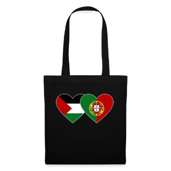 Palestine Portugal Drapeau Coeur - Sac en tissu - noir - Devant