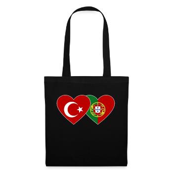 Turkey Portugal Flag Heart - Tote Bag - black - Front