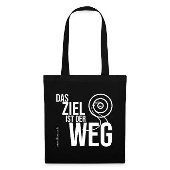 Das Ziel ist der Weg - weißer Schriftzug - Stoffbeutel - Schwarz - Vorne