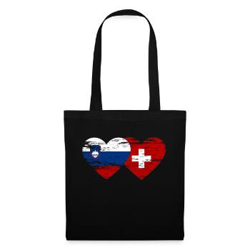 Slovénie Suisse Drapeau Coeur utilisé - Sac en tissu - noir - Devant