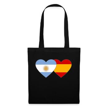 Argentine Espagne Drapeau Coeur - Sac en tissu - noir - Devant