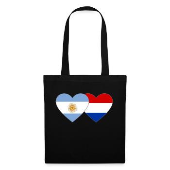 Argentinien Holland Flagge Herz - Stoffbeutel - Schwarz - Vorne