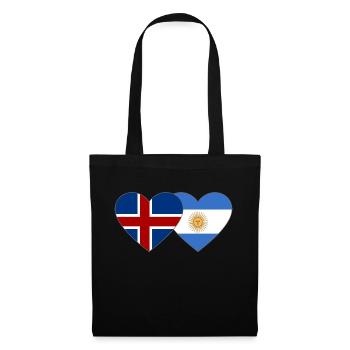 Island Argentinien Flagge Herz - Stoffbeutel - Schwarz - Vorne