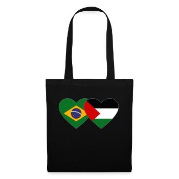 Brésil Palestine drapeau coeur - Sac en tissu - noir - Devant