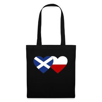 Schottland Polen Flagge Herz - Stoffbeutel - Schwarz - Vorne