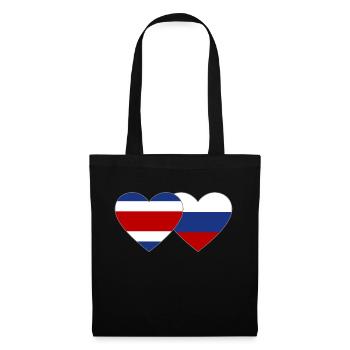 Costa Rica Russie drapeau coeur - Sac en tissu - noir - Devant
