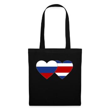 Russland Costa Rica Flagge Herz - Stoffbeutel - Schwarz - Vorne