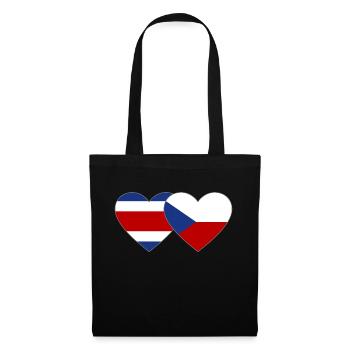 Coeur de drapeau de la République tchèque du Costa Rica - Sac en tissu - noir - Devant