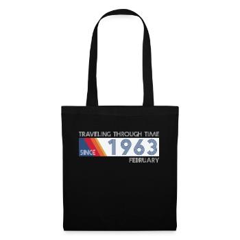 Conception drôle d'anniversaire de voyage dans le temps février 1963 - Sac en tissu - noir - Devant