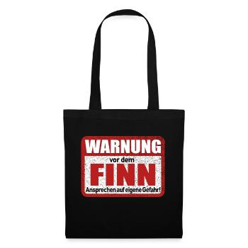 Finn Name Lustiges Warnschild - Stoffbeutel - Schwarz - Vorne