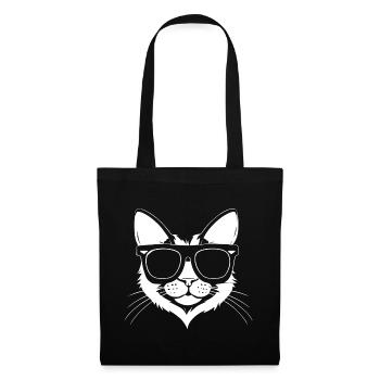 Drôle de chat avec des lunettes de soleil Chaton Sunglas Cats - Sac en tissu - noir - Devant