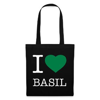 I LOVE BASIL Basilikum - Stoffbeutel - Schwarz - Vorne