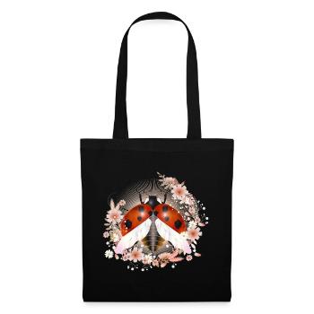 coccinelle rayonnante enchanteresse avec des fleurs - Sac en tissu - noir - Devant