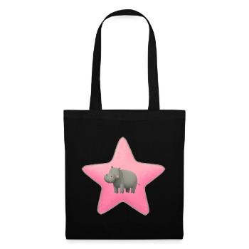 Niedliches Nilpferd Baby Stern Kinder Design - Stoffbeutel - Schwarz - Vorne