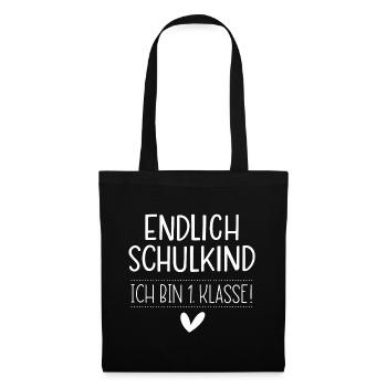 Endlich Schulkind - Ich bin 1. Klasse! - Stoffbeutel - Schwarz - Vorne