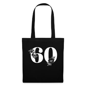 Black Floral Number 60 - 60th Floral Birthday - Tote Bag - black - Front