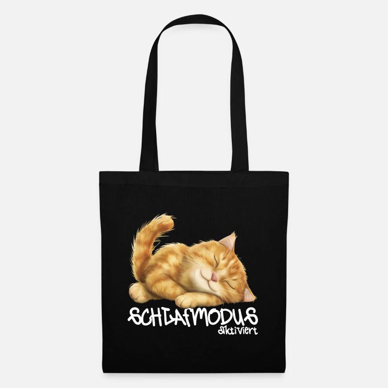 Katze Schlafmodus aktiviert Pyjama Nachtshirt - Stoffbeutel - Schwarz