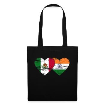 Mexico India Flag Heart Used - Tote Bag - black - Front