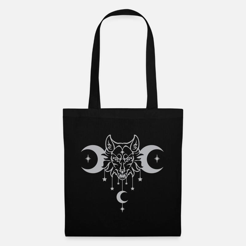 Wicca Moon Wolf - Customizable Color - Tote Bag - black