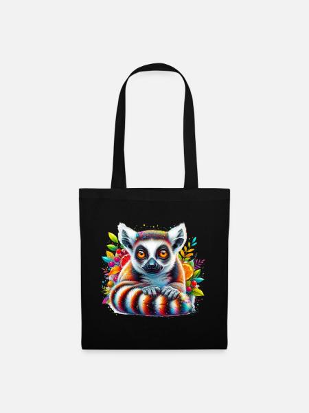 Lemur - Stoffbeutel - Schwarz