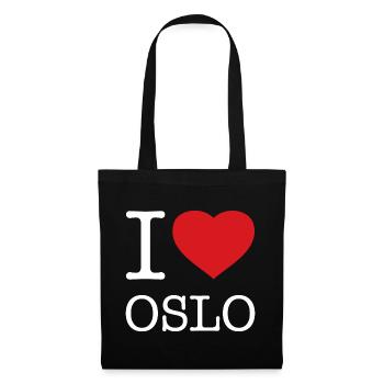 I LOVE OSLO Norway Norwegen - Stoffbeutel - Schwarz - Vorne