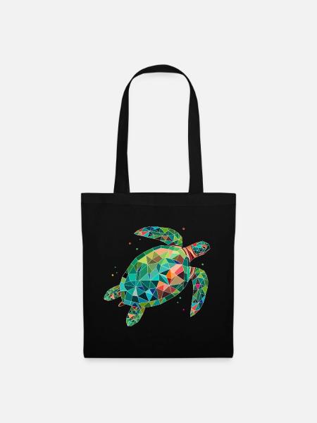 bunte Wasserschildkröte –Farbenfrohes Meeresdesign - Stoffbeutel - Schwarz