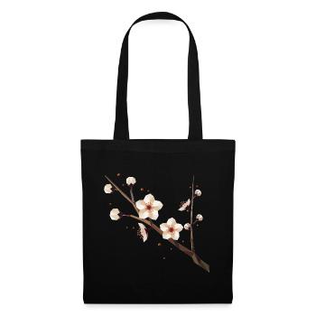 Branche de fleur de prunier – élégance délicate au printemps - Sac en tissu - noir - Devant