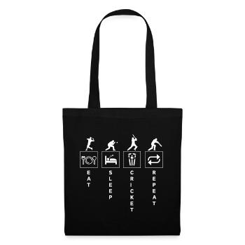 Funny Cricket Sports Quote Eat Sleep Repeat - Tote Bag - black - Front