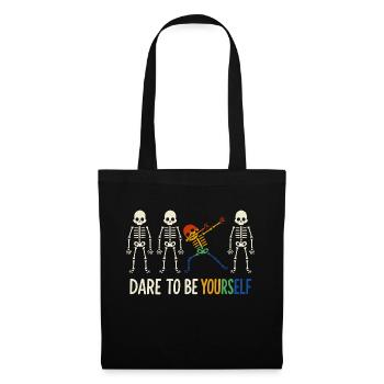 Colorful Dabbing Skeleton "Dare To Be Yourself" - Tote Bag - black - Front