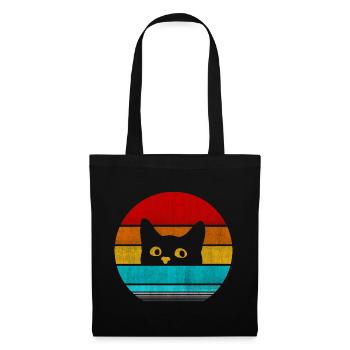 Retro Vintage Katze verstecken – süße Katze Liebhaber T-Shirt - Stoffbeutel - Schwarz - Vorne