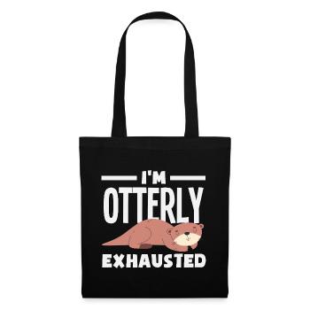 Loutre de mer dessin animé jeu de mots drôle - Sac en tissu - noir - Devant