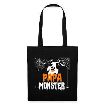 Papa Monster Halloween Kostüm mit Geist Spinne Top - Stoffbeutel - Schwarz - Vorne