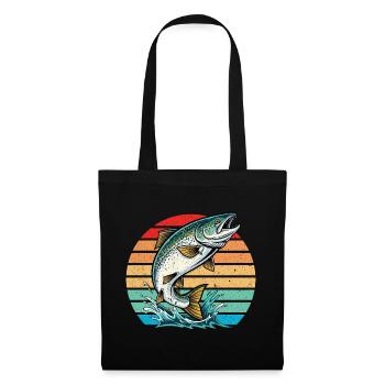 Pêche au saumon Pêche au saumon de l’Atlantique Pêcheur à la ligne - Sac en tissu - noir - Devant