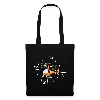 Cartoon Helicopter with Compass Design - Tote Bag - black - Front