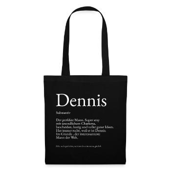 Dennis Wörterbuch Erklärung Vorname Dennis - Stoffbeutel - Schwarz - Vorne