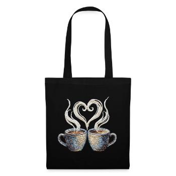 Coffee date Valentinstag bestickter Look (gedruckt) - Stoffbeutel - Schwarz - Vorne