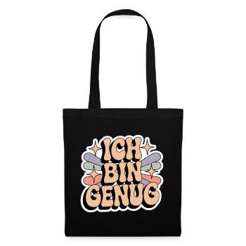 Ich bin genug – Retro Statement - Stoffbeutel - Schwarz - Vorne
