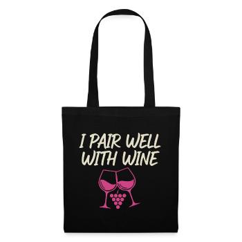 I Pair Well With Wine – Wine Glass Motif - Tote Bag - black - Front