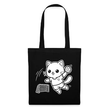 Joueur de handball Kawaii Cat - Sac en tissu - noir - Devant