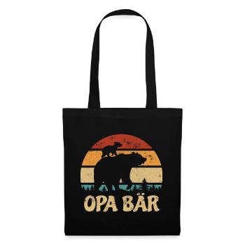 Grand-père Ours - Fête des Mères - Cadeau vintage - Sac en tissu - noir - Devant