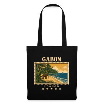 Gabun Loango Vintage Reisemarke - Stoffbeutel - Schwarz - Vorne