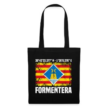 Formentera Koordinaten - Stoffbeutel - Schwarz - Vorne