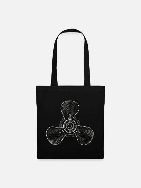 Illustration vintage d’hélice à trois pales - Sac en tissu - noir