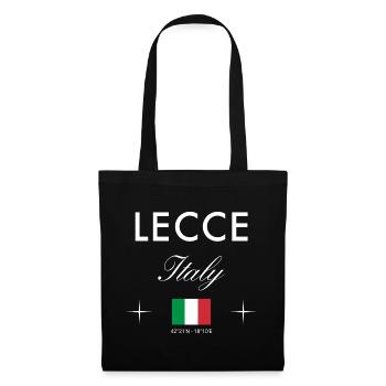 Lecce Italien Koordinaten Reise Souvenir - Stoffbeutel - Schwarz - Vorne