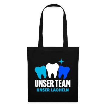 Unser Team unser Lächeln – Zahnarztpraxis - Stoffbeutel - Schwarz - Vorne