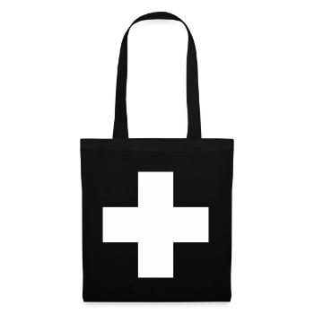 FWD - Weisses Kreuz - erste Hilfe - Feuerwehr und - Stoffbeutel - Schwarz - Vorne