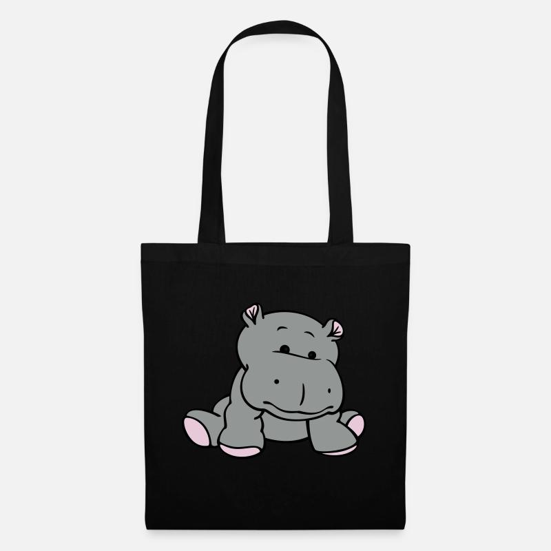 Hippo- / Nilpferd- / Flusspferd-Baby (3C) - Stoffbeutel - Schwarz