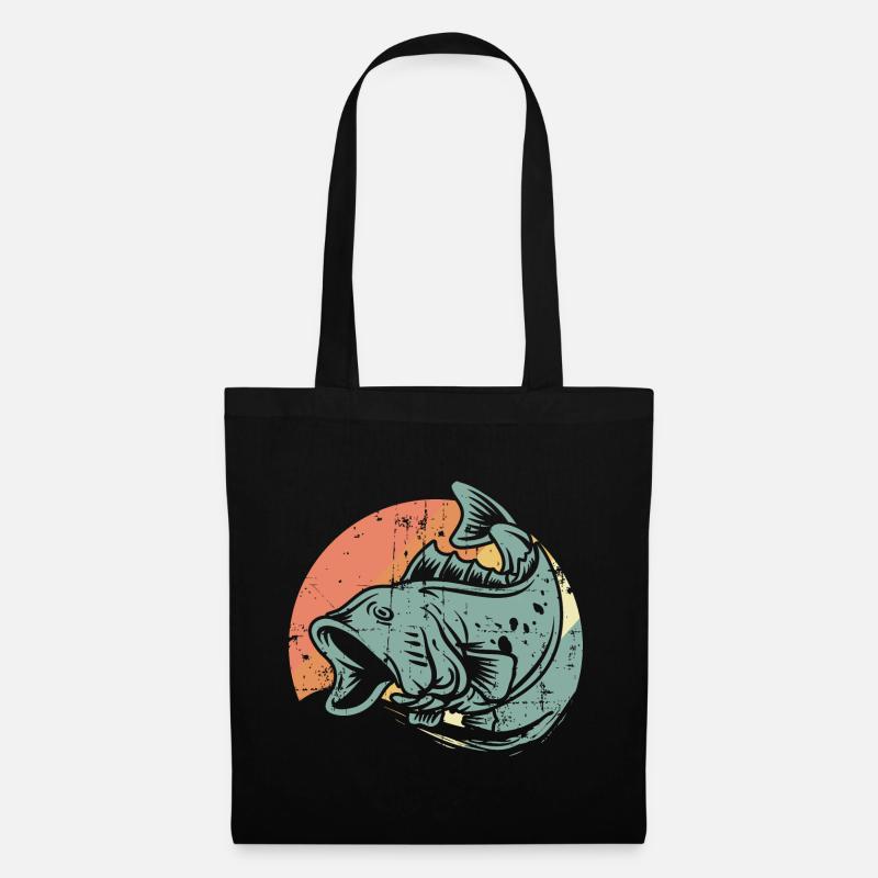 Fische Angler - Stoffbeutel - Schwarz