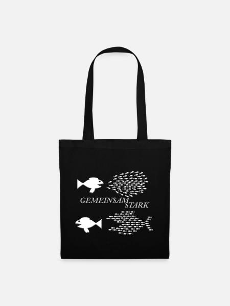 Gemeinsam stark - Teamwork - Fischschwarm Natur - Stoffbeutel - Schwarz