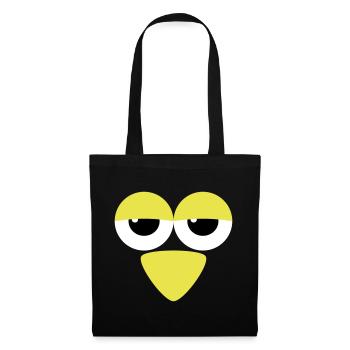 Yeux avec bec - Sac en tissu - noir - Devant